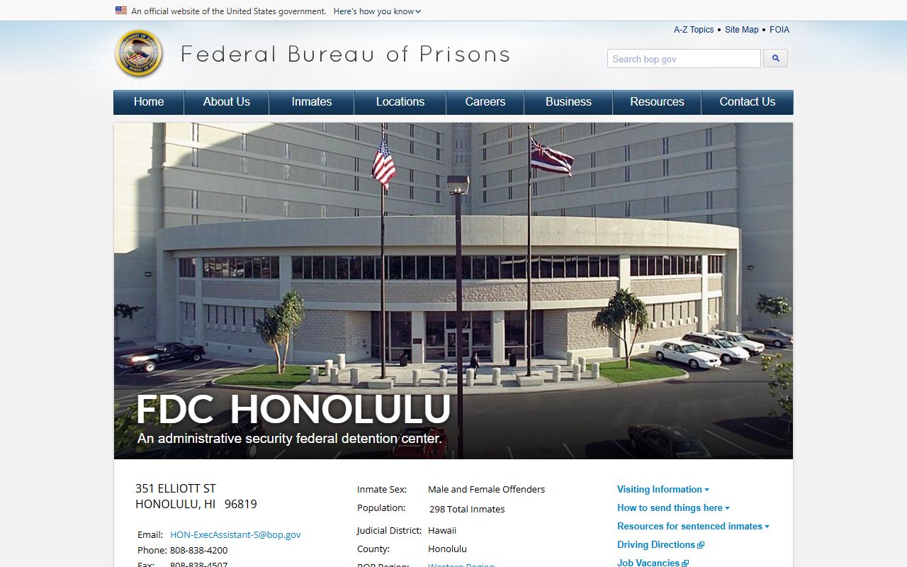 Honolulu County Recent Arrests Federal Detention Center Honolulu