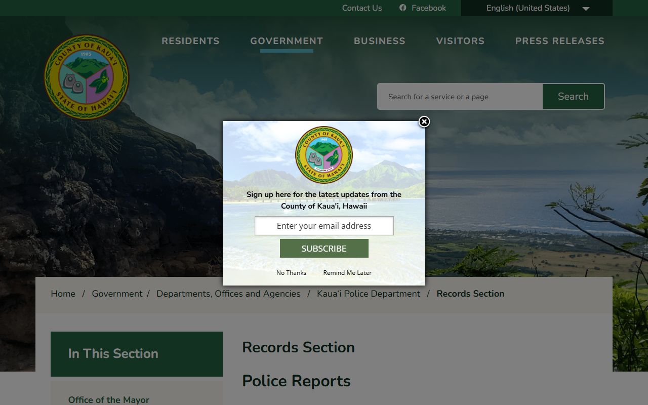 Kauai County Recent Arrests Records Section
