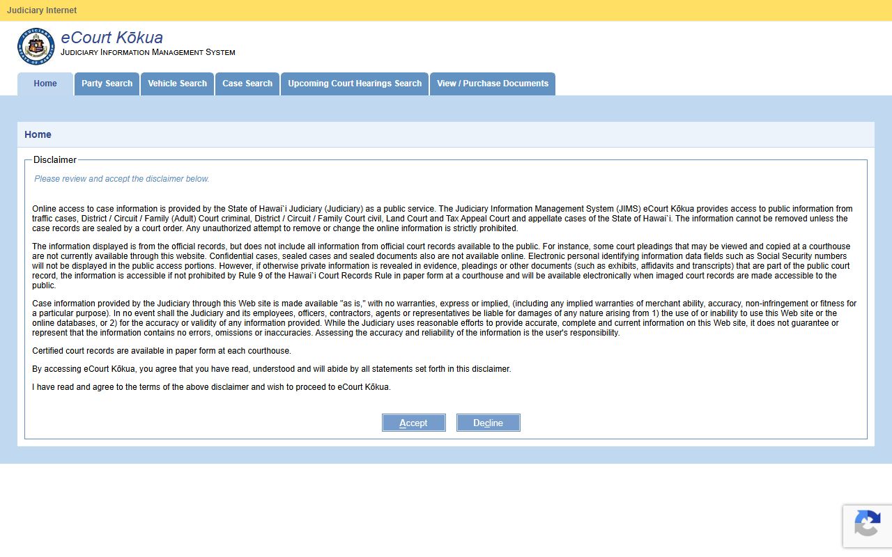 Hawaii Recent Arrests eCourt Kokua portal